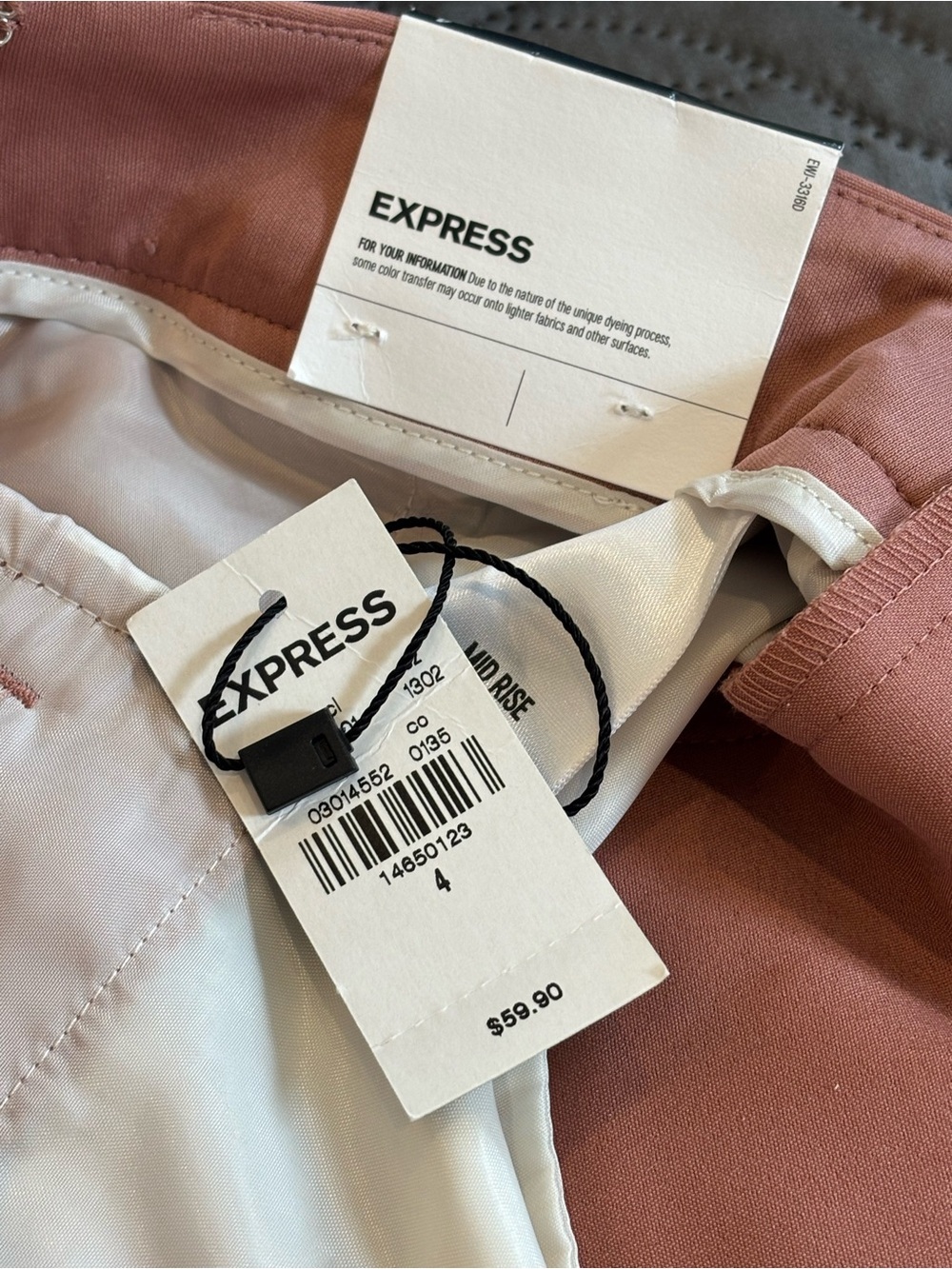Express High-Waist Lace-Up Shorts in Dusty Rose - Picture 5 of 5